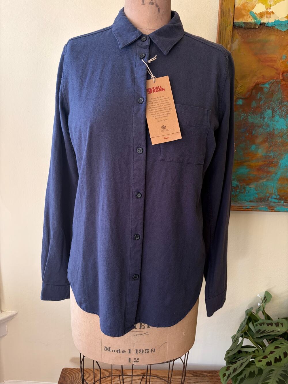 Fjallraven Ovik Flannel Shirt Navy Women's Size S NWT Deadstock